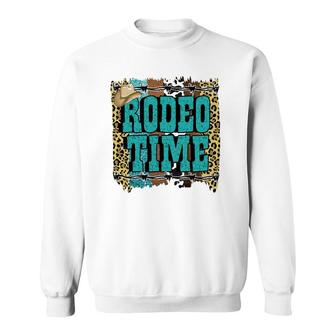 Turquoise Rodeo Decor Graphic Rodeo Time Sweatshirt | Mazezy