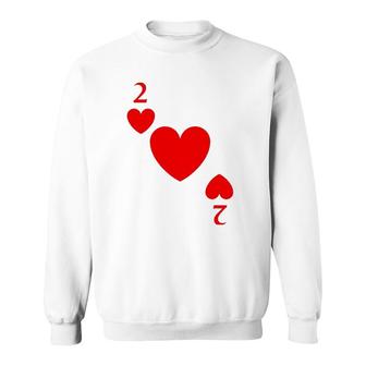 Two Of Hearts Costume Halloween Deck Of Cards Sweatshirt | Mazezy