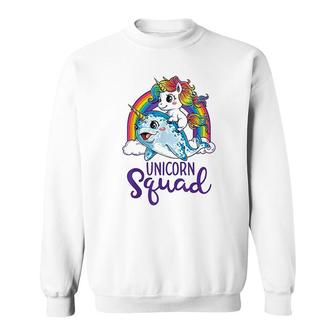 Unicorn Squad Narwhal Girls Kids Rainbow Unicorns Sweatshirt | Mazezy