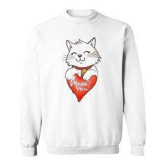 Valentine Cat Love Heart Meow Meme Valentine Lover Couple Sweatshirt | Mazezy