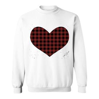 Valentines Day Buffalo Plaid Heart Baseball Sweatshirt | Mazezy