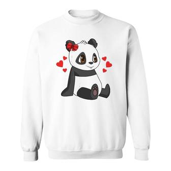 Valentine's Day Panda Hearts Rainbow Girls Toddlers Teacher Sweatshirt | Mazezy
