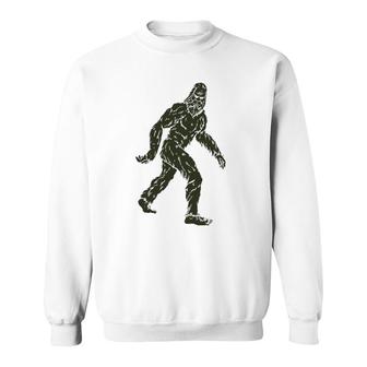 Vintage Bigfoot Subtle Military Camo Walking Sasquatch Retro Sweatshirt | Mazezy