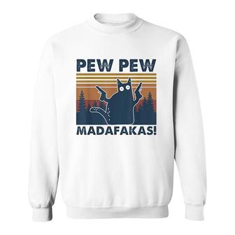 Vintage Cats Pew Pew Madafakas Funny Crazy Cat Lovers Sweatshirt - Thegiftio UK