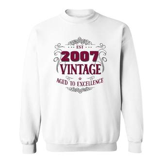 Vintage Est 2007 Birthday Gifts For Men & Women Sweatshirt | Mazezy