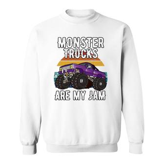 Vintage Monster Truck Are My Jam Boys Girls Birthday Gift Sweatshirt | Mazezy