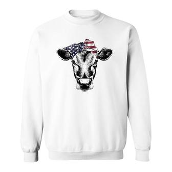 Vintage Patriot Cow Farm 4Th Of July American Flag Sweatshirt | Mazezy