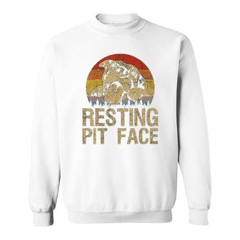 Vintage Pitbull Resting Pit Face Funny Pitbull Lovers Sweatshirt - Thegiftio UK
