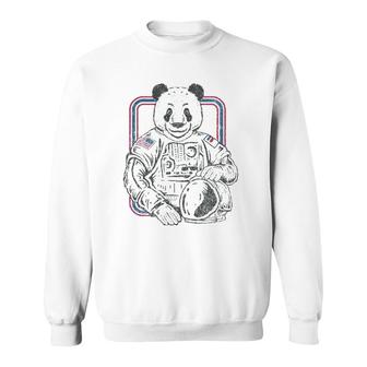 Vintage Retro Panda Present Astronaut Sweatshirt | Mazezy