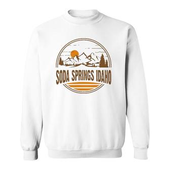 Vintage Soda Springs, Idaho Mountain Hiking Souvenir Print Sweatshirt | Mazezy