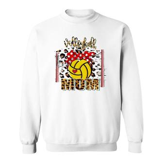 Volleyball Mom Leopard Funny Volleyball Mom Mother's Day Sweatshirt | Mazezy