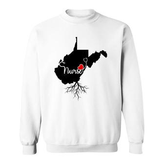 West Virginia Roots Nurse State Map Wv Home Love Pride Sweatshirt | Mazezy
