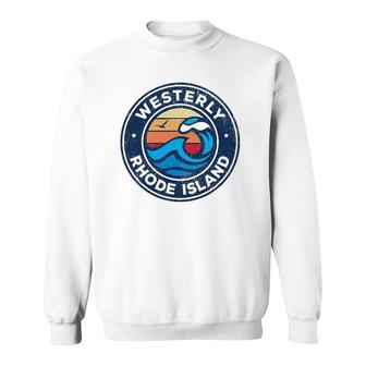 Westerly Rhode Island Ri Vintage Nautical Waves Design Sweatshirt | Mazezy