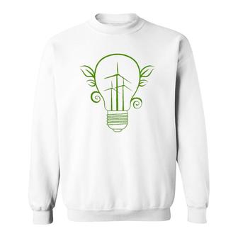Windmill Light Bulb Solar Energy Global Warming Earth Day Sweatshirt | Mazezy