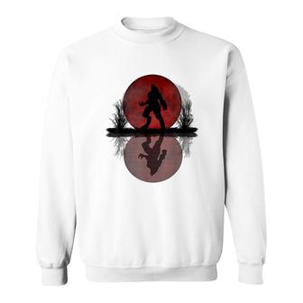Wolf And Red Moon Sweatshirt | Mazezy