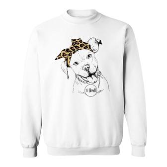 Women Girl Cute Pitbull Dog Mom Leopard Bandana Mother Day Sweatshirt | Mazezy
