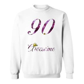 Womens 90 Years Old Awesome Floral 1932 90Th Birthday Gift Sweatshirt | Mazezy