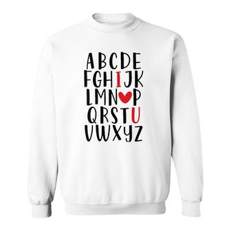 Womens Abc Alphabet I Love You English Teacher Valentine's Day Sweatshirt | Mazezy
