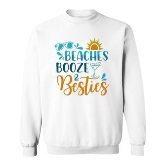 Womens Beaches Booze & Besties Funny Beach Lover Summer Vacation Sweatshirt | Mazezy
