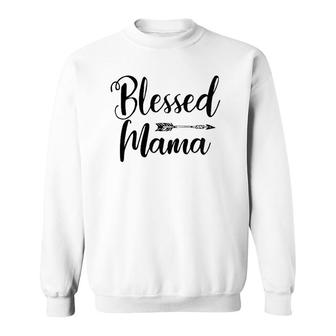 Womens Blessed Mama With Sayings Christian Mom Religious Sweatshirt | Mazezy