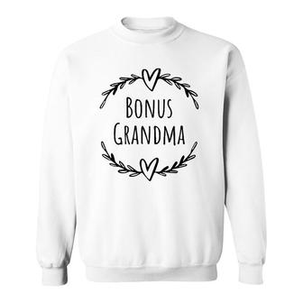 Womens Bonus Grandma Funny Mother's Day Step Grandma Gift V-Neck Sweatshirt | Mazezy CA