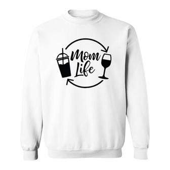Womens Coffee & Wine Mom Life Funny Momlife Sweatshirt | Mazezy