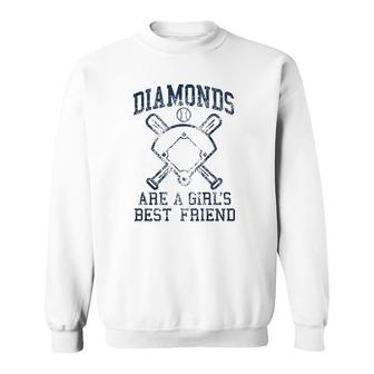 Womens Diamonds Are A Girls Best Friend Funny Cute Baseball For Ladies Sweatshirt - Thegiftio UK