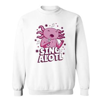 Womens Funny Cute Kawaii Singalotl Axolotl V-Neck Sweatshirt | Mazezy