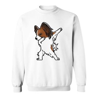 Womens Funny Dabbing Papillon Dog Party Birthday Gift Sweatshirt | Mazezy