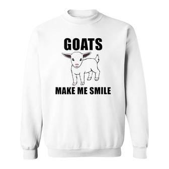 Womens Funny Little Goat Smiling Cute Goat Sweatshirt | Mazezy