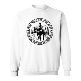 Womens Girls Are Just Born With The Hoofbeat In Their Soul, Horse V-Neck Sweatshirt | Mazezy