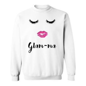 Womens Glam-Ma Grandma Mother's Day Sexy Face Lips Lashes Sweatshirt | Mazezy