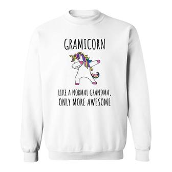 Womens Gramicorn Like A Grandma Only Awesome Dabbing Unicorn Gift V-Neck Sweatshirt | Mazezy