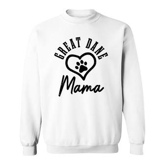 Womens Great Dane Mama Heart Dog Paw Great Dane Mom Sweatshirt | Mazezy