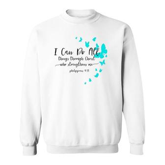 Womens I Can Do All Things Christian Religious Verse Sayings Gifts Sweatshirt | Mazezy UK