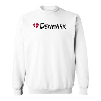 Womens I Love Denmark Danish Flag Souvenir Gift Sweatshirt - Thegiftio UK