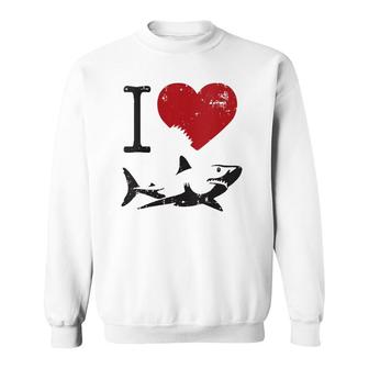 Womens I Love Sharks Funny Marine Biologist Sweatshirt | Mazezy