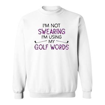 Womens I'm Not Swearing I'm Using My Golf Words Purple Leopard V-Neck Sweatshirt | Mazezy