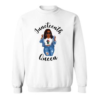 Womens Juneteenth Queen Dreadlocks Girl Black Natural Hair Style Sweatshirt | Mazezy