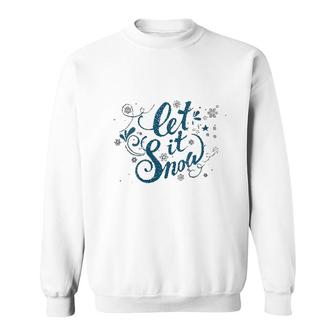 Womens Let It Snow Christmas Snowflake Snowflakes Wonderful Time Sweatshirt - Thegiftio