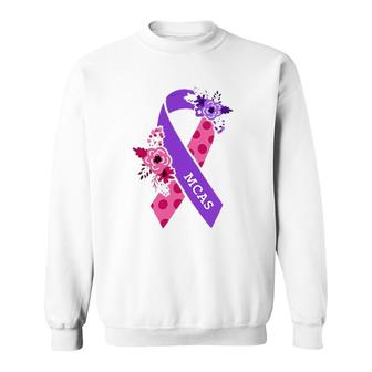 Womens Mcas Mast Cell Activation Syndrome Awareness Ribbon Pocket V-Neck Sweatshirt | Mazezy