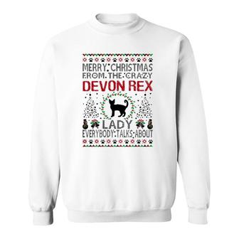 Womens Merry Christmas From Crazy Devon Rex Lady Gift Sweatshirt | Mazezy