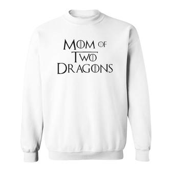 Womens Mom Of Two Dragons Funny Mothers Day Gifts For Women V-Neck Sweatshirt | Mazezy