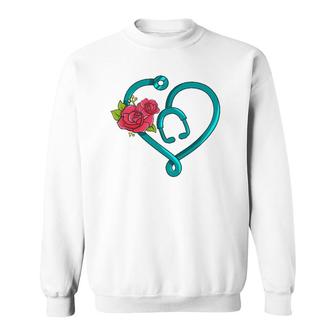 Womens Nurse Heart Floral Nursing Sweatshirt | Mazezy