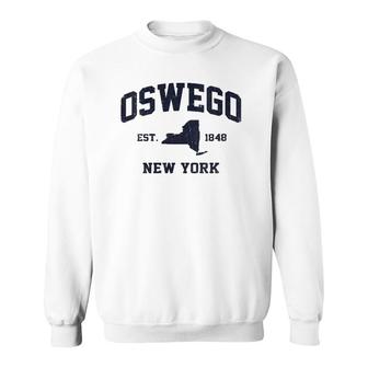 Womens Oswego New York Ny Vintage State Athletic Style V-Neck Sweatshirt | Mazezy