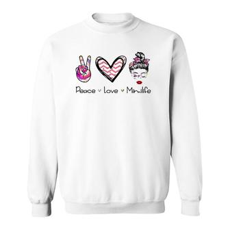 Womens Peace Love Mimilife Tie Dye Glasses Messy Bun Mother's Day Sweatshirt | Mazezy