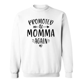 Womens Promoted To Momma Again New Mom Gift Mama To Be Mother's Day Sweatshirt | Mazezy CA