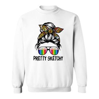 Womens Rmlv Messy Bun Pretty Sketchy Art Painting Lover Artist Sweatshirt | Mazezy UK