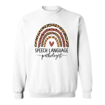 Womens Speech Language Pathologist Rainbow Speech Therapy Gift Slp V-Neck Sweatshirt | Mazezy