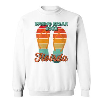 Womens Spring Break Florida Beach 2022 Vintage Cool Flip Flops Sweatshirt - Thegiftio